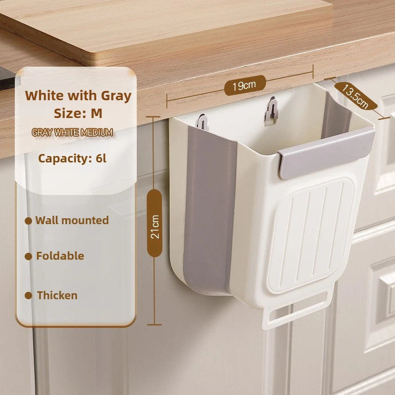 Foldable Hanging Kitchen Bin, Countertop & Cabinet Trash Can, Multi‑Room Waste Bin
